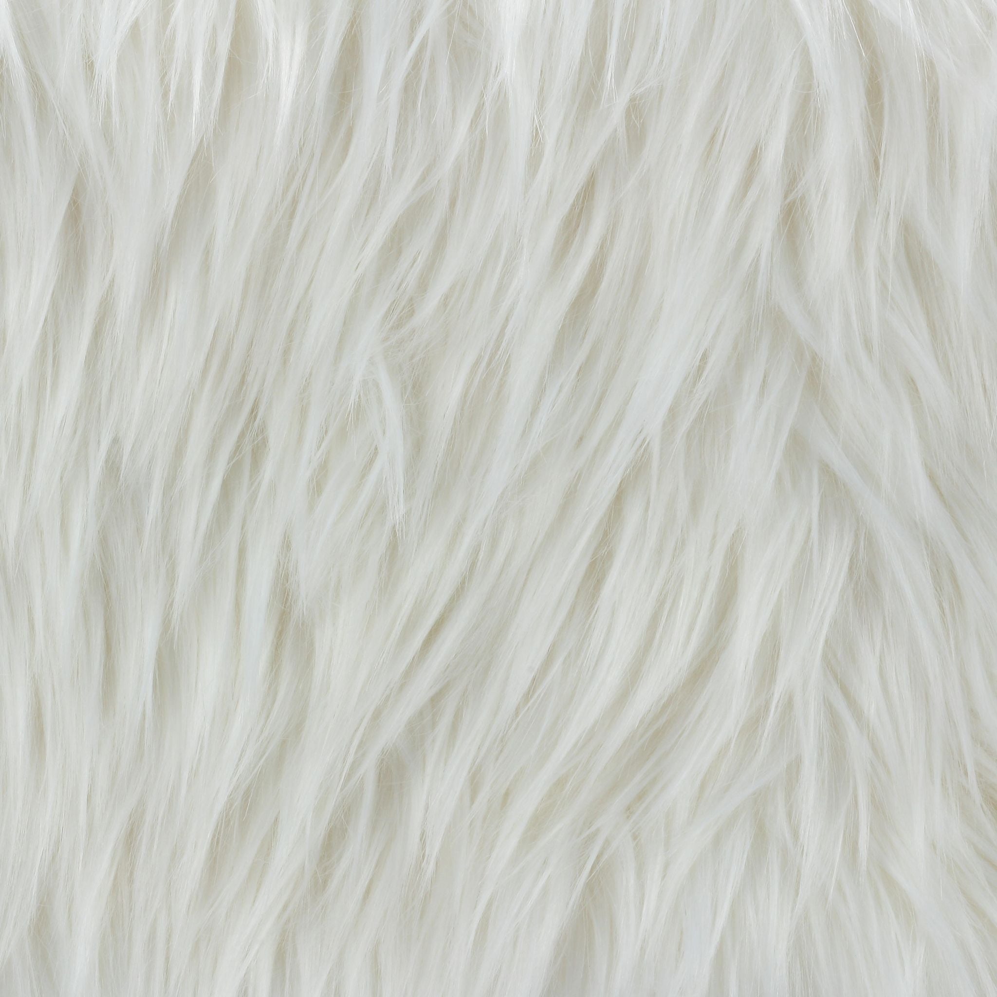 Olivia White Faux Fur Ottoman, 20"