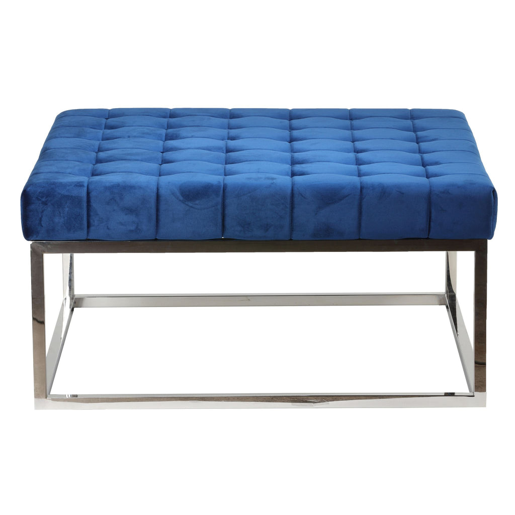 Caroline Tufted Velvet Ottoman, Blue