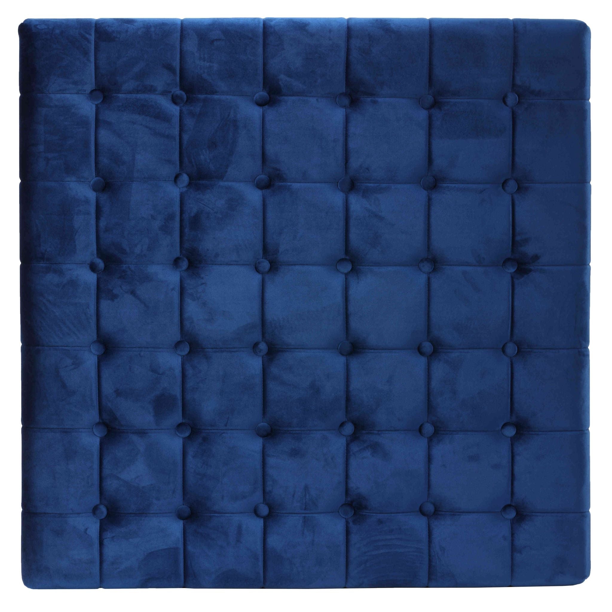 Caroline Tufted Velvet Ottoman, Blue