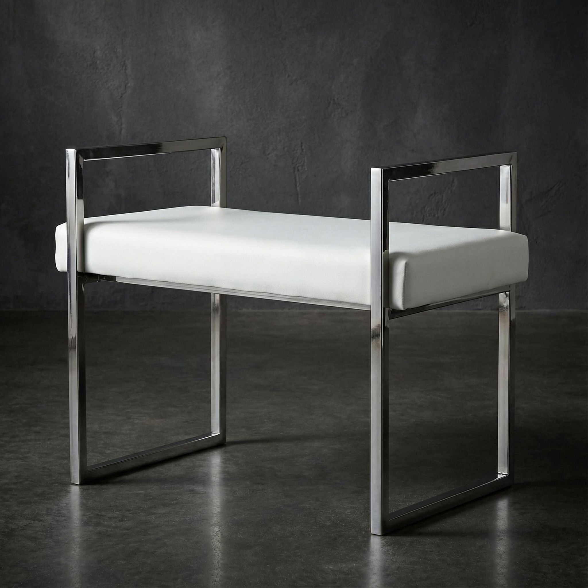 Anna Contemporary Leatherette Bench, White