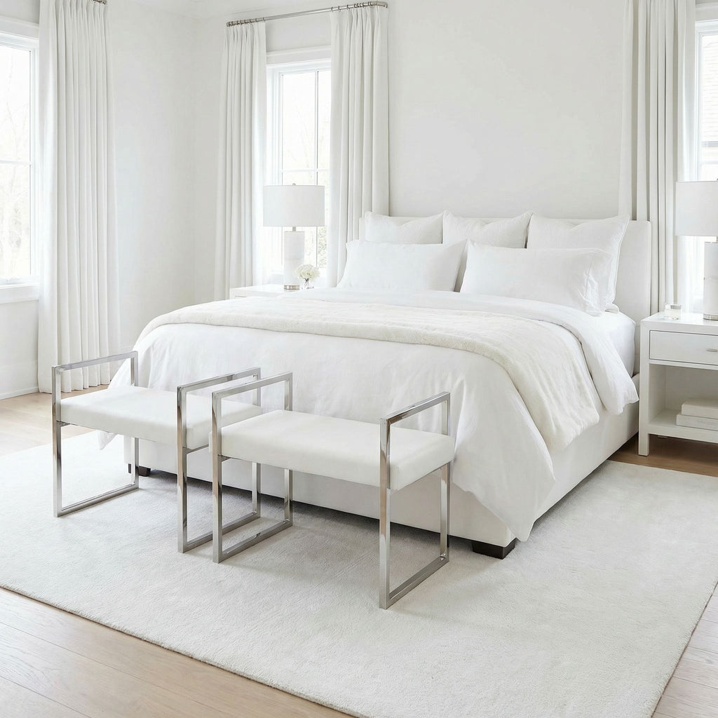 Anna Contemporary Leatherette Bench, White