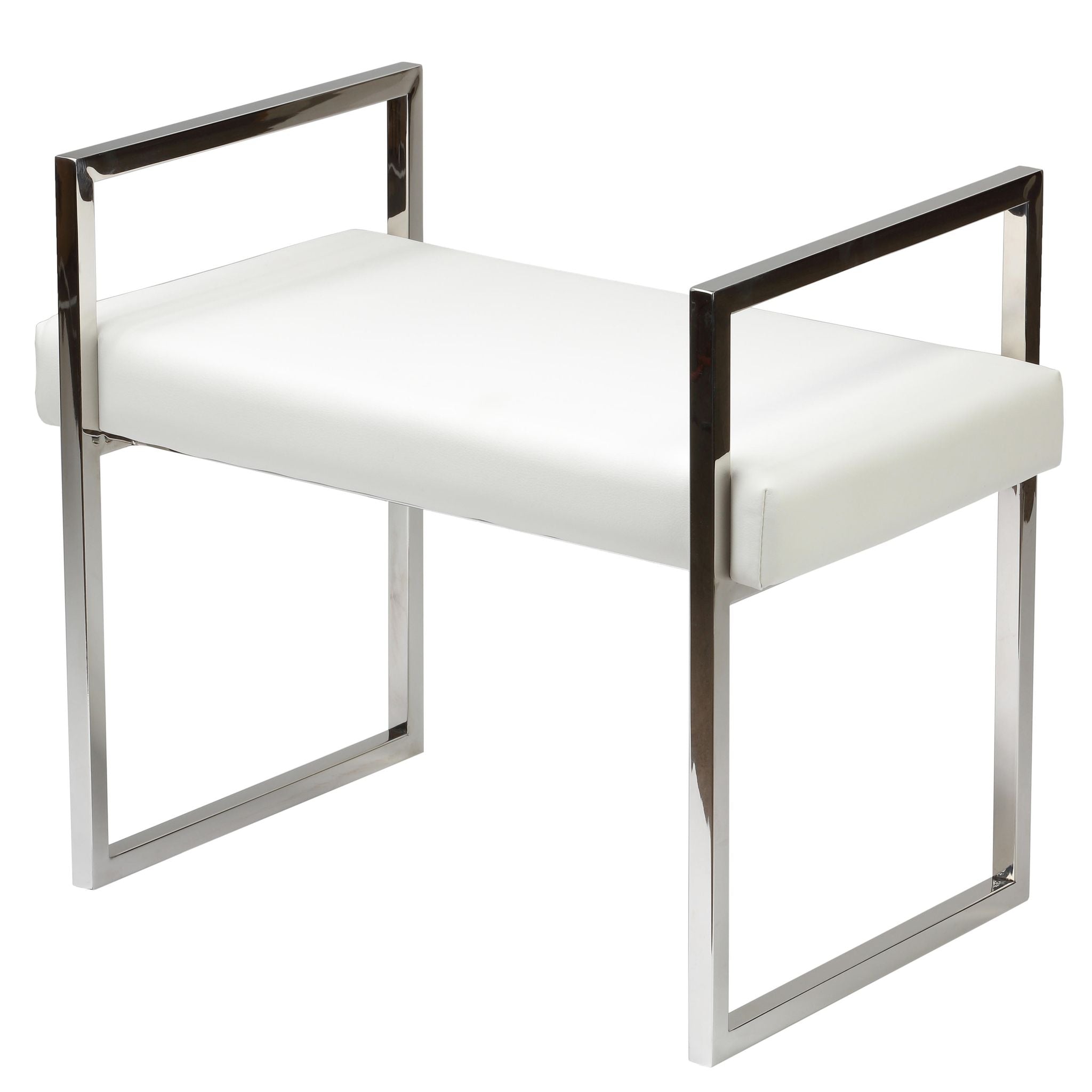 Anna Contemporary Leatherette Bench, White