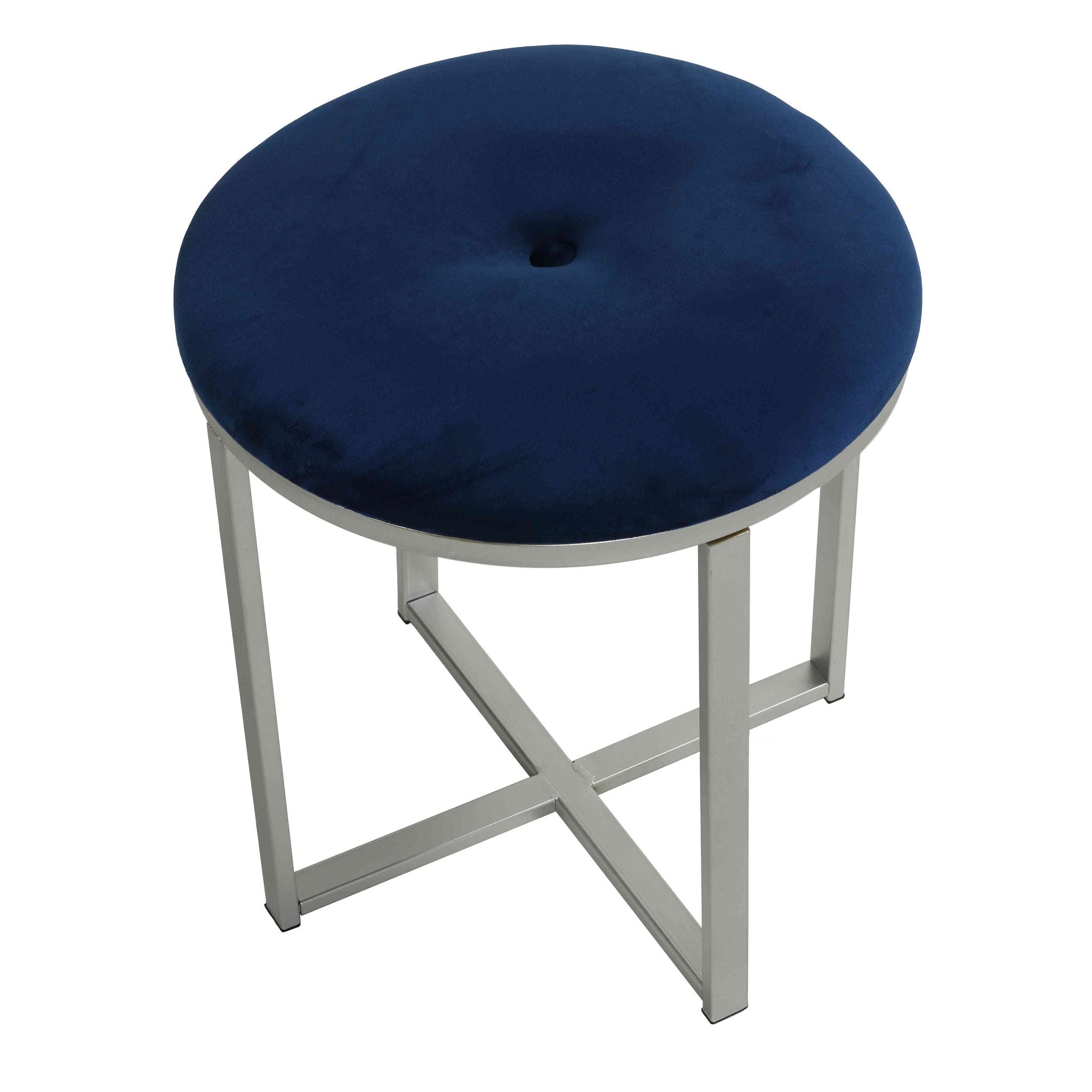 Samiya Round Ottoman Footstool, Navy