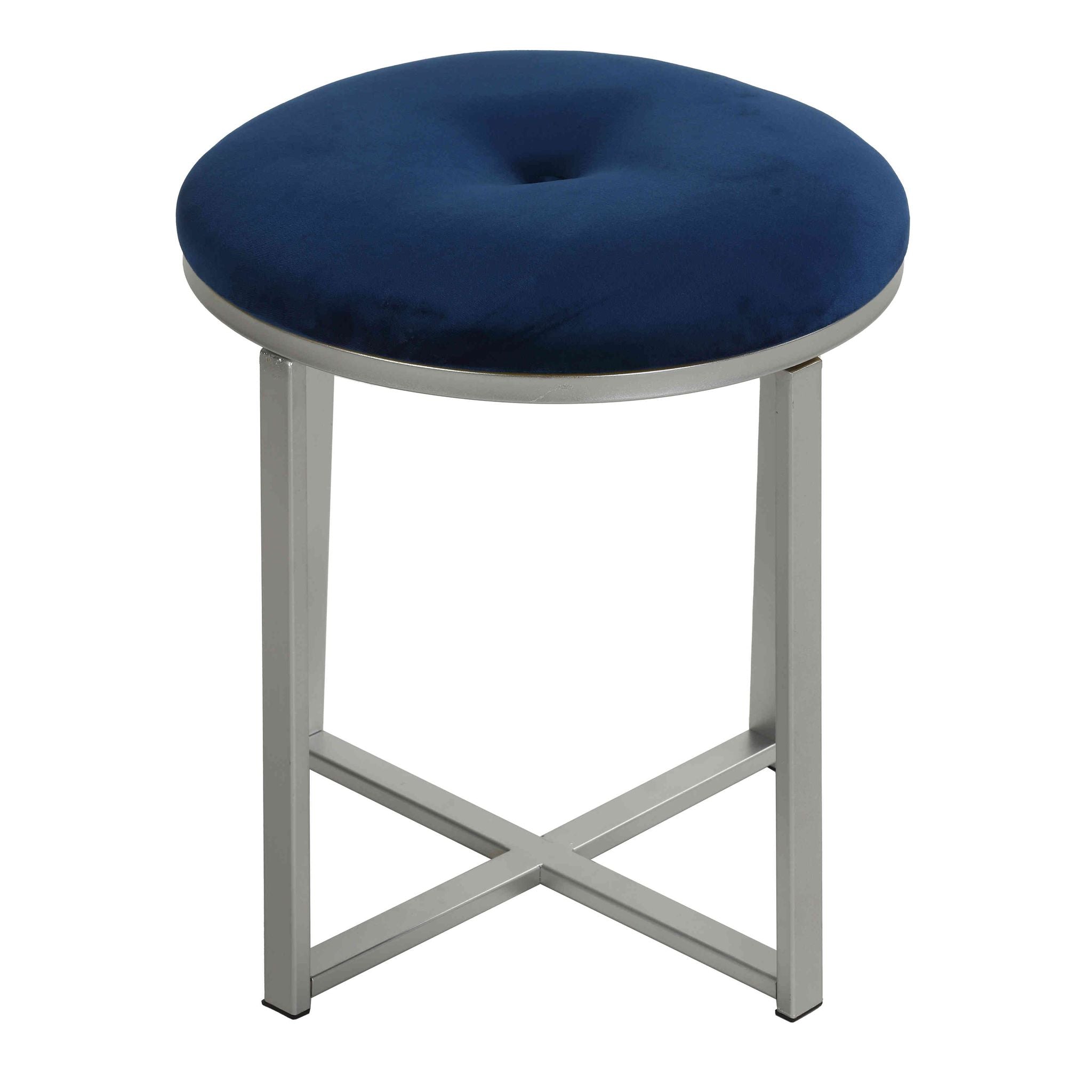 Samiya Round Ottoman Footstool, Navy