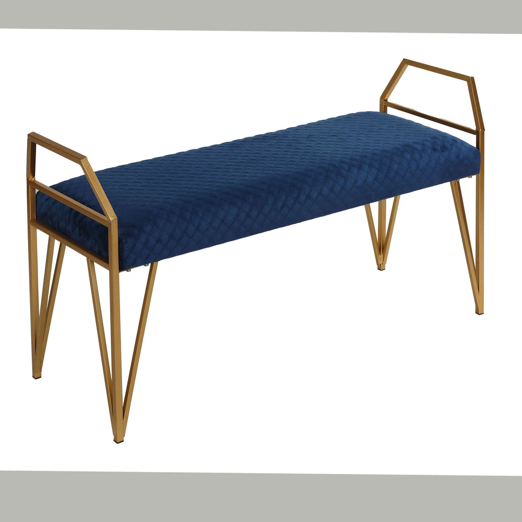 Danica Bench Ottoman, Navy Blue and Gold
