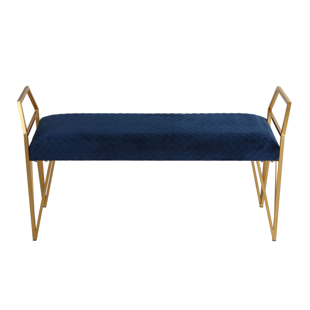 Danica Bench Ottoman, Navy Blue and Gold