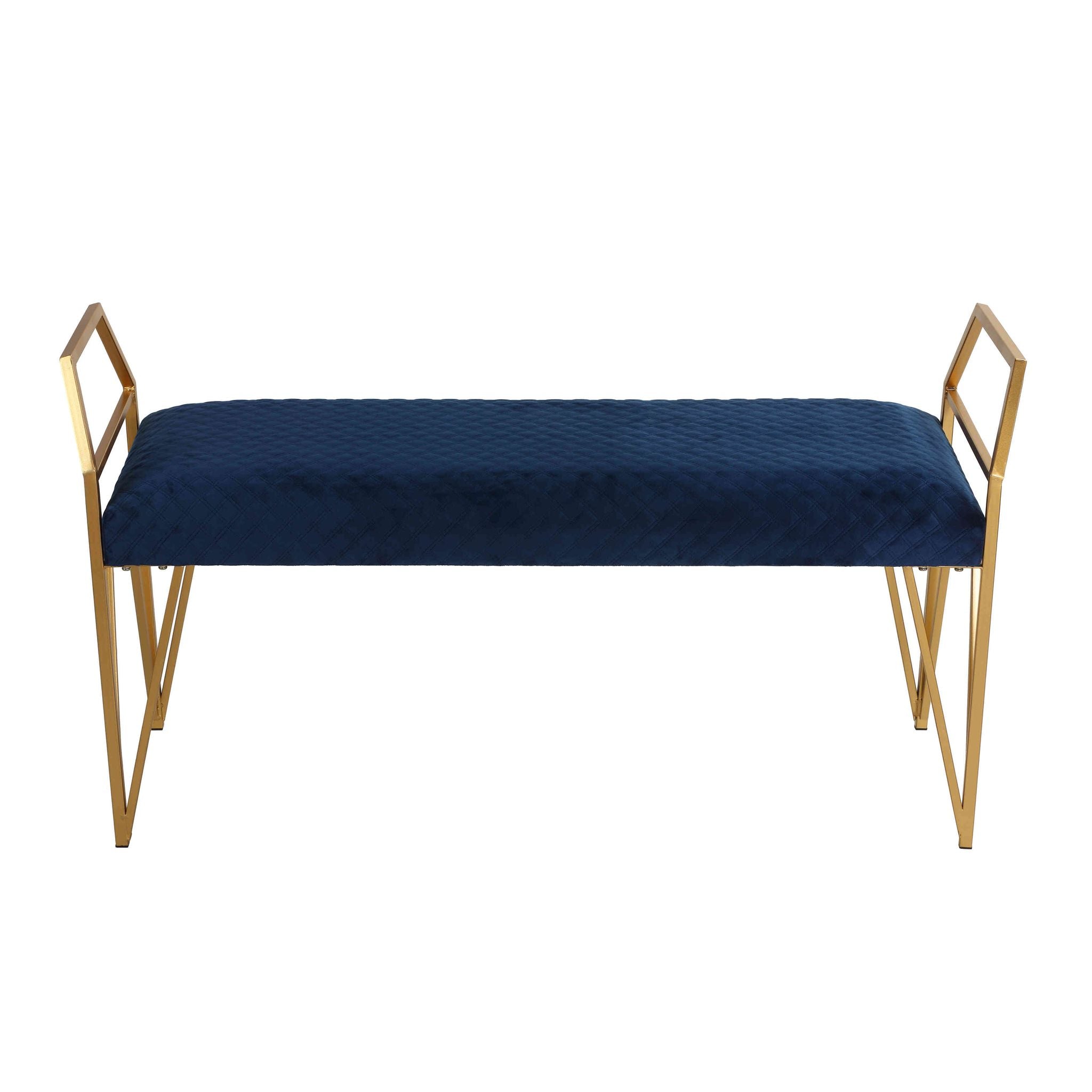 Danica Bench Ottoman, Navy Blue and Gold