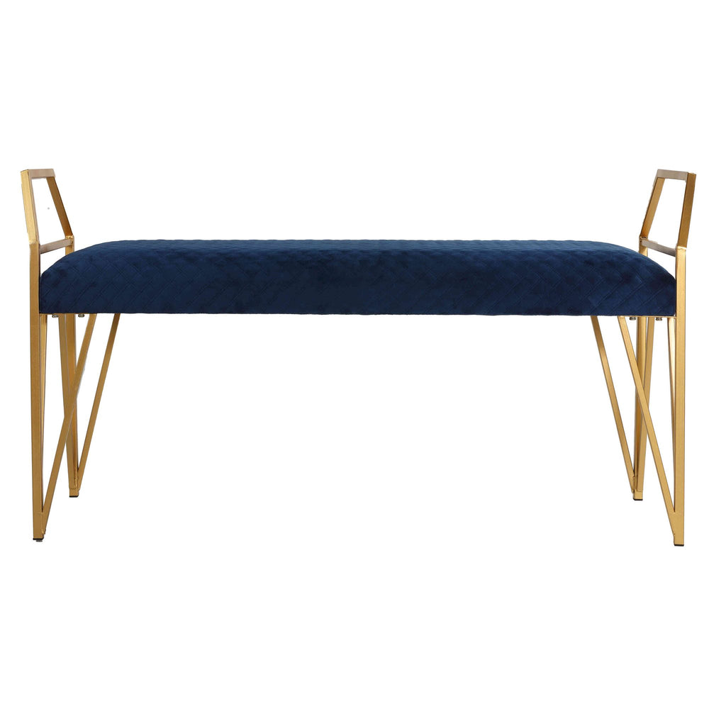 Danica Bench Ottoman, Navy Blue and Gold