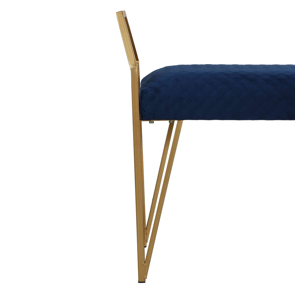 Danica Bench Ottoman, Navy Blue and Gold