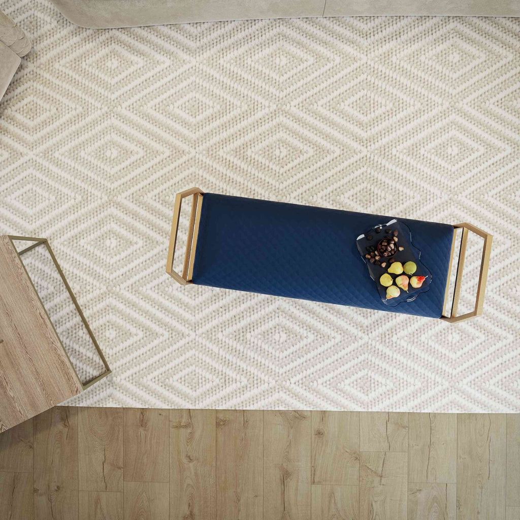 Danica Bench Ottoman, Navy Blue and Gold
