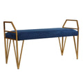 Danica Bench Ottoman, Navy Blue and Gold