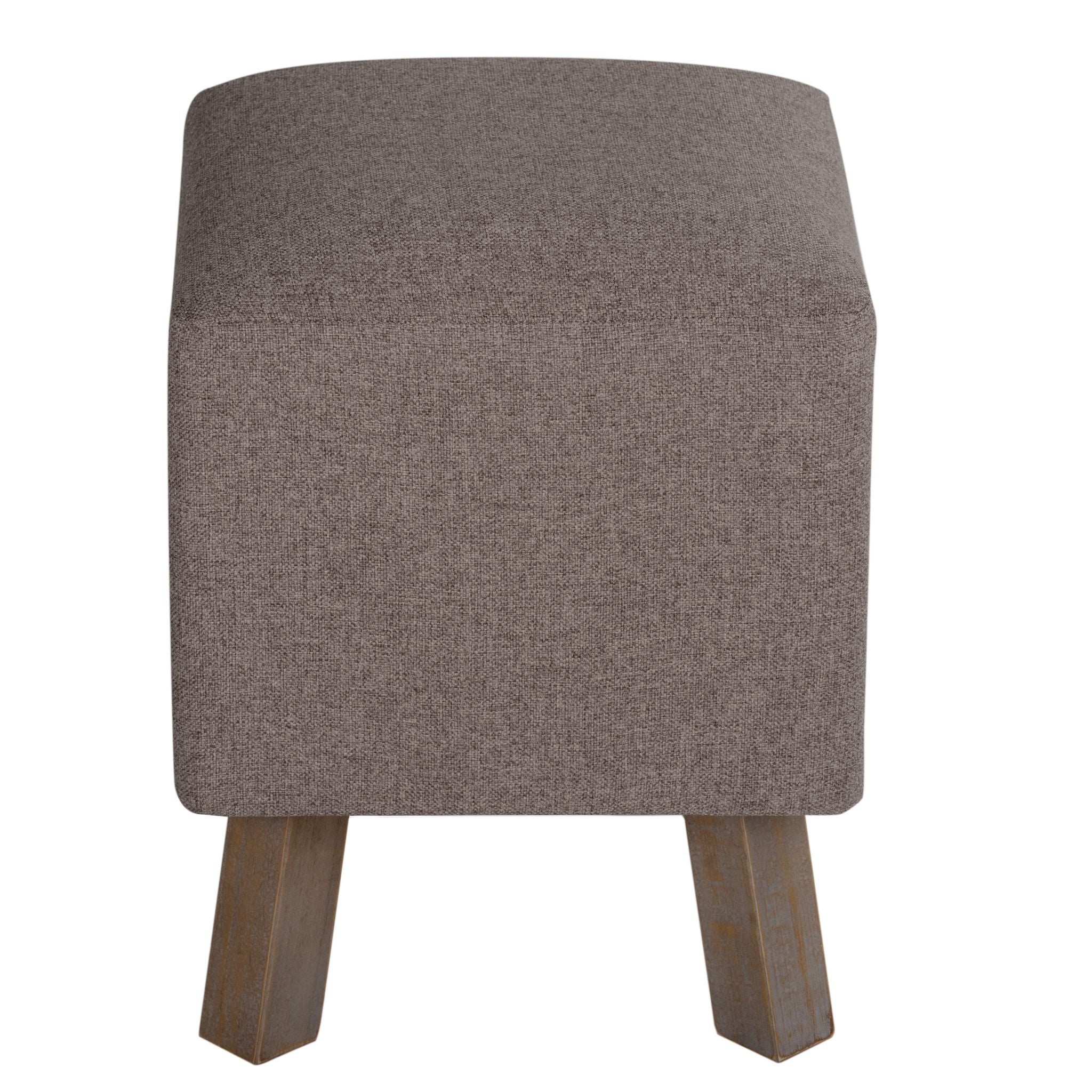 Cuba Square Ottoman, Taupe Fabric with Wood Legs