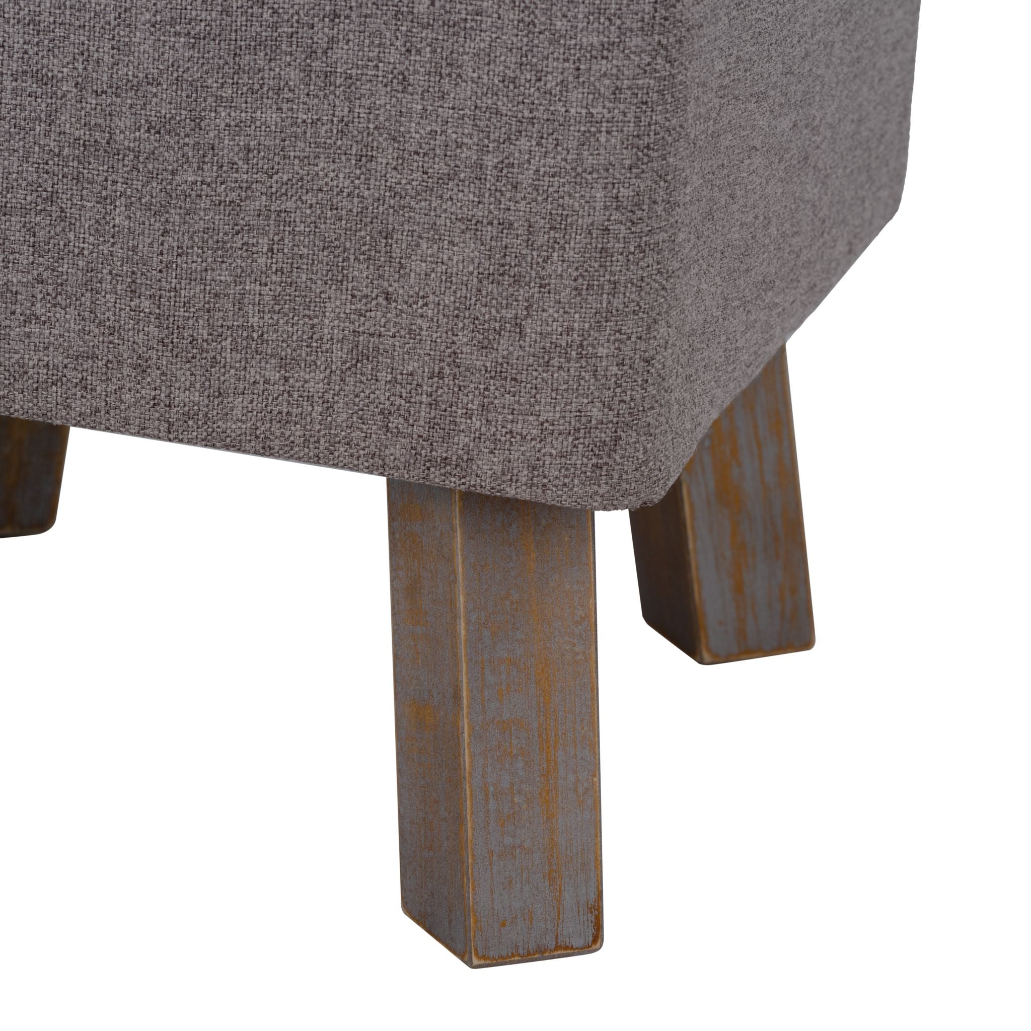 Cuba Square Ottoman, Taupe Fabric with Wood Legs