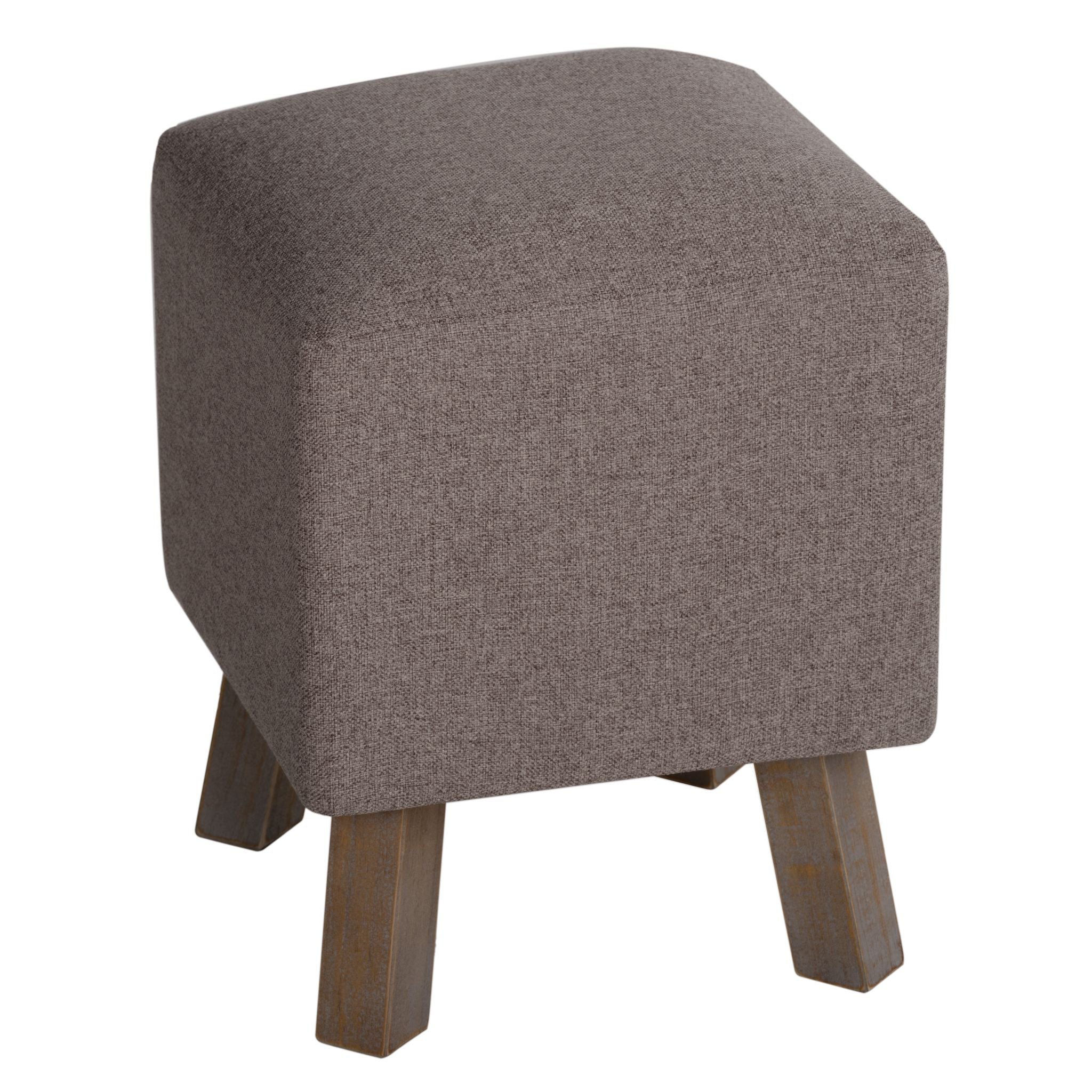 Cuba Square Ottoman, Taupe Fabric with Wood Legs