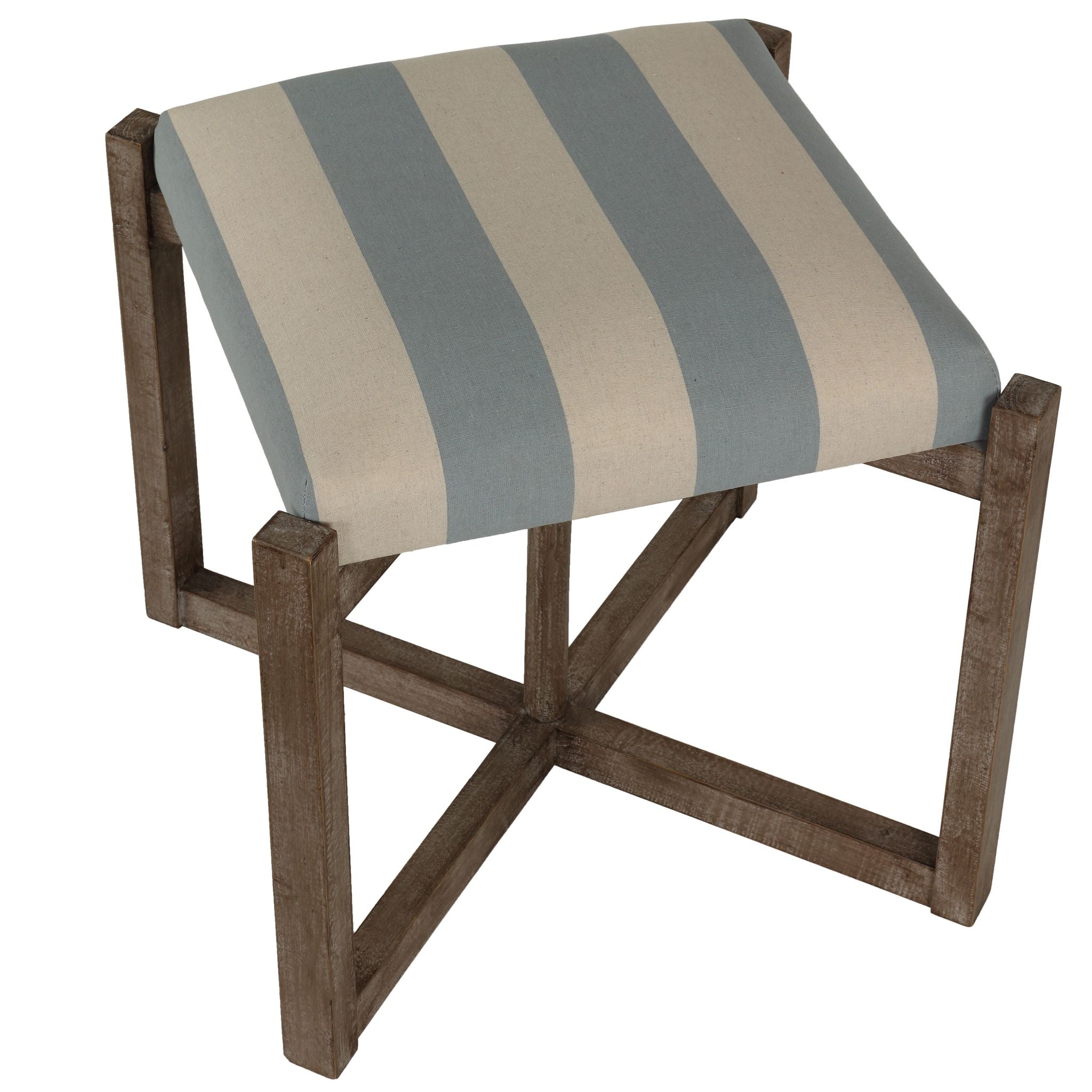 Monboy Square Ottoman 20" Height, Blue and White Striped
