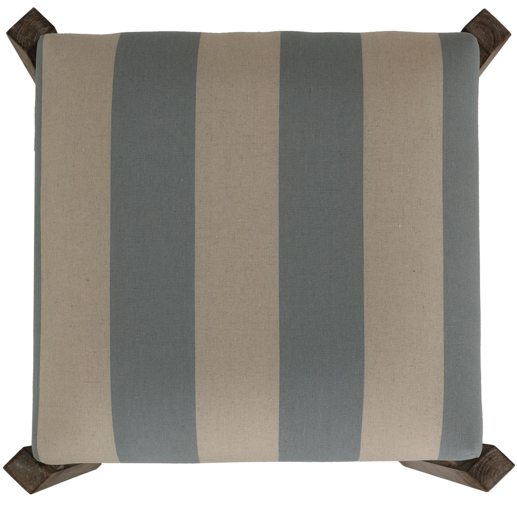 Monboy Square Ottoman 20" Height, Blue and White Striped