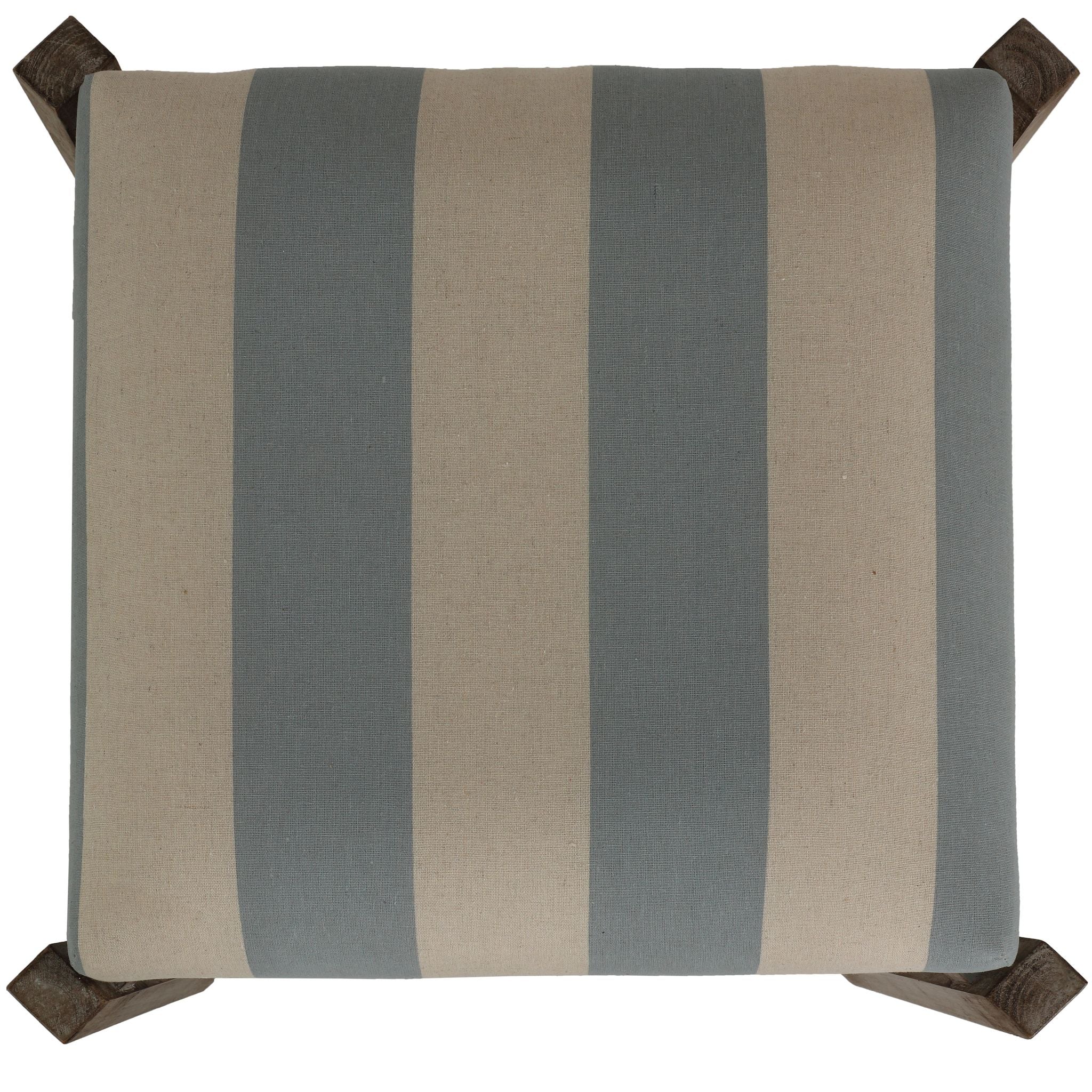 Monboy Square Ottoman 20" Height, Blue and White Striped