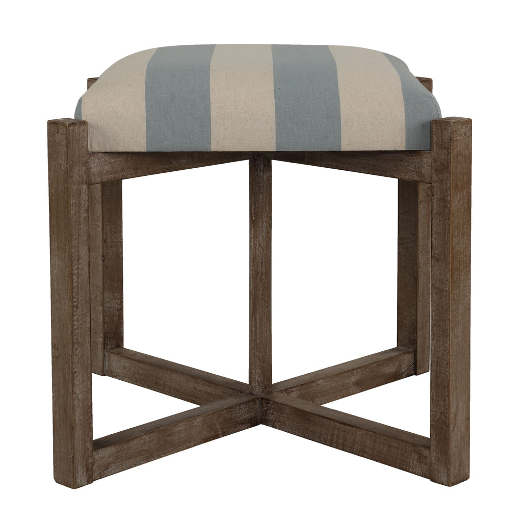 Monboy Square Ottoman 20" Height, Blue and White Striped