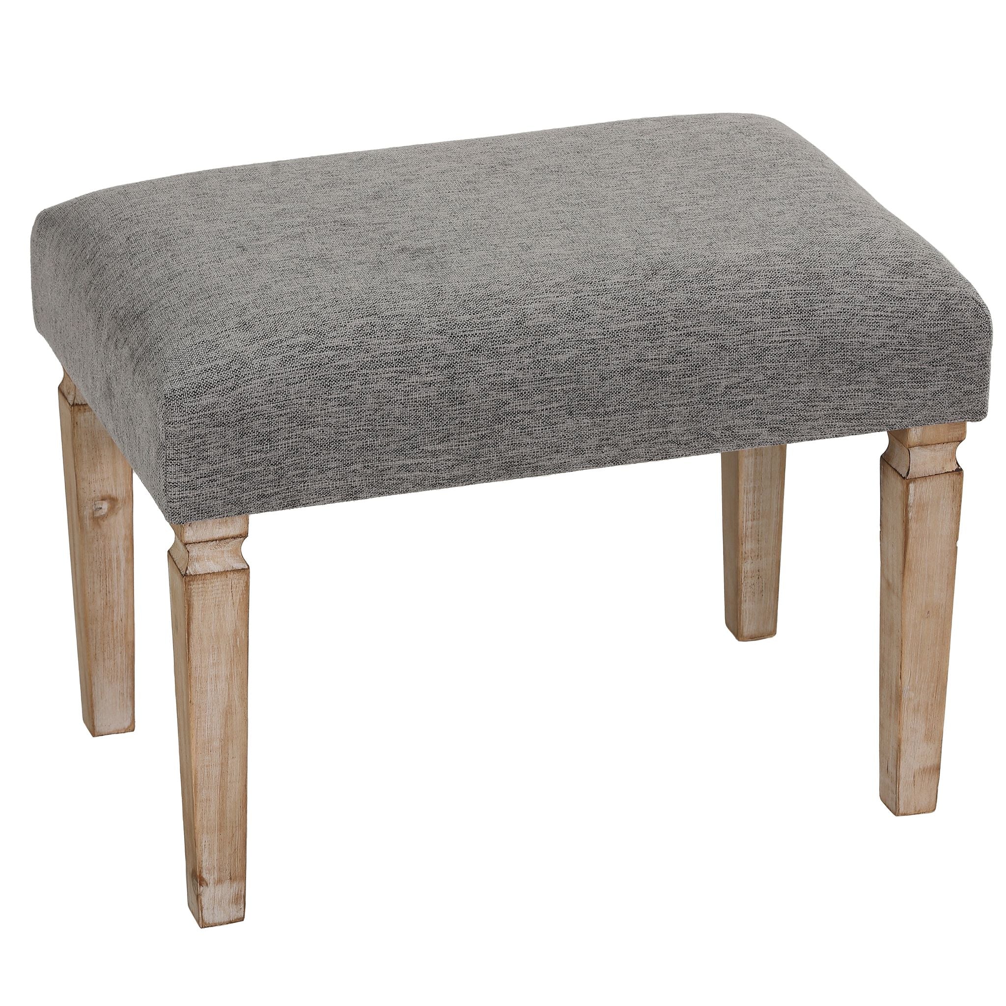 Cortesi Home Oslo Grey Fabric Ottoman with Wooden Legs