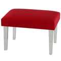 Whitecrest Bench Ottoman with Clear Acrylic Legs 24" Wide, Red Velvet
