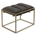 Bourne Rectangular Ottoman 20", Gray Velvet and Champagne Gold Metal
