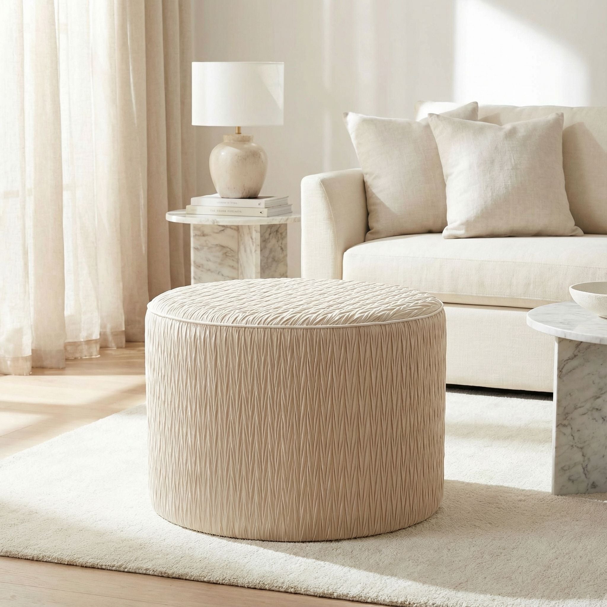 Valde Round Ottoman in Beige