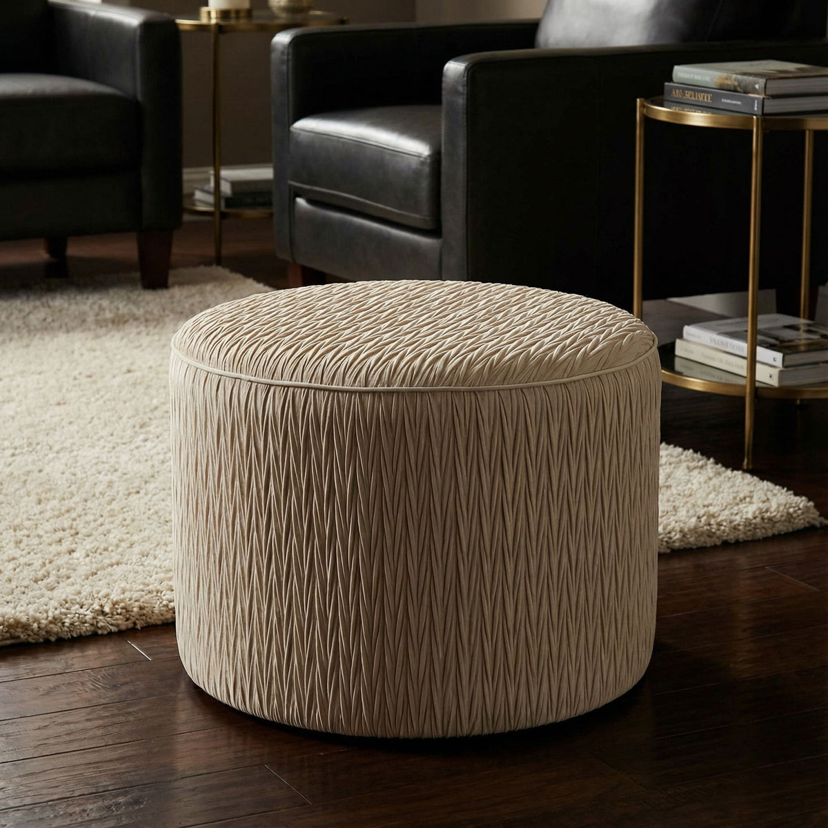 Valde Round Ottoman in Beige