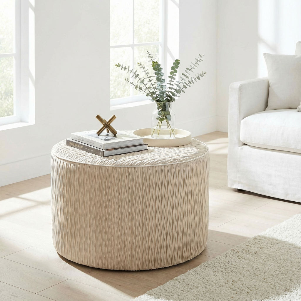 Valde Round Ottoman in Beige