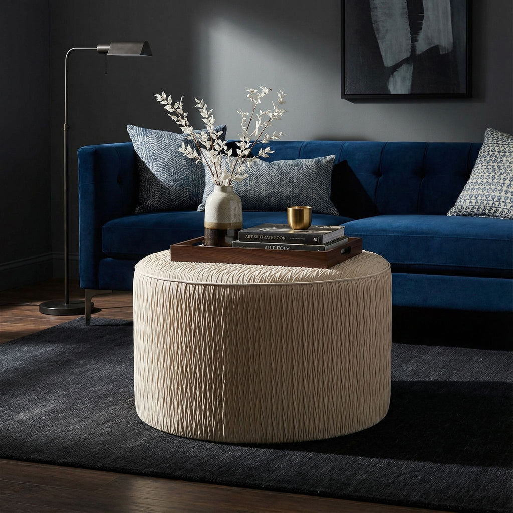 Valde Round Ottoman in Beige