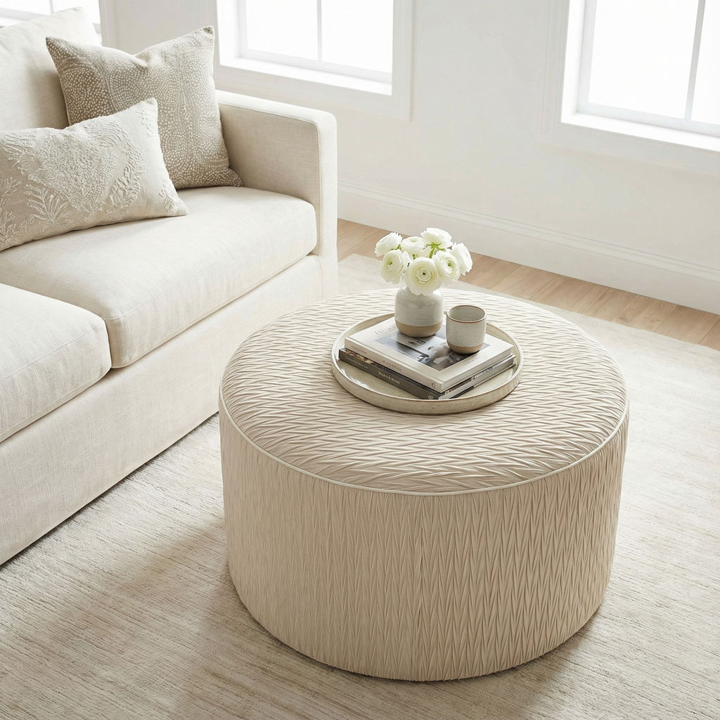 Valde Round Ottoman in Beige