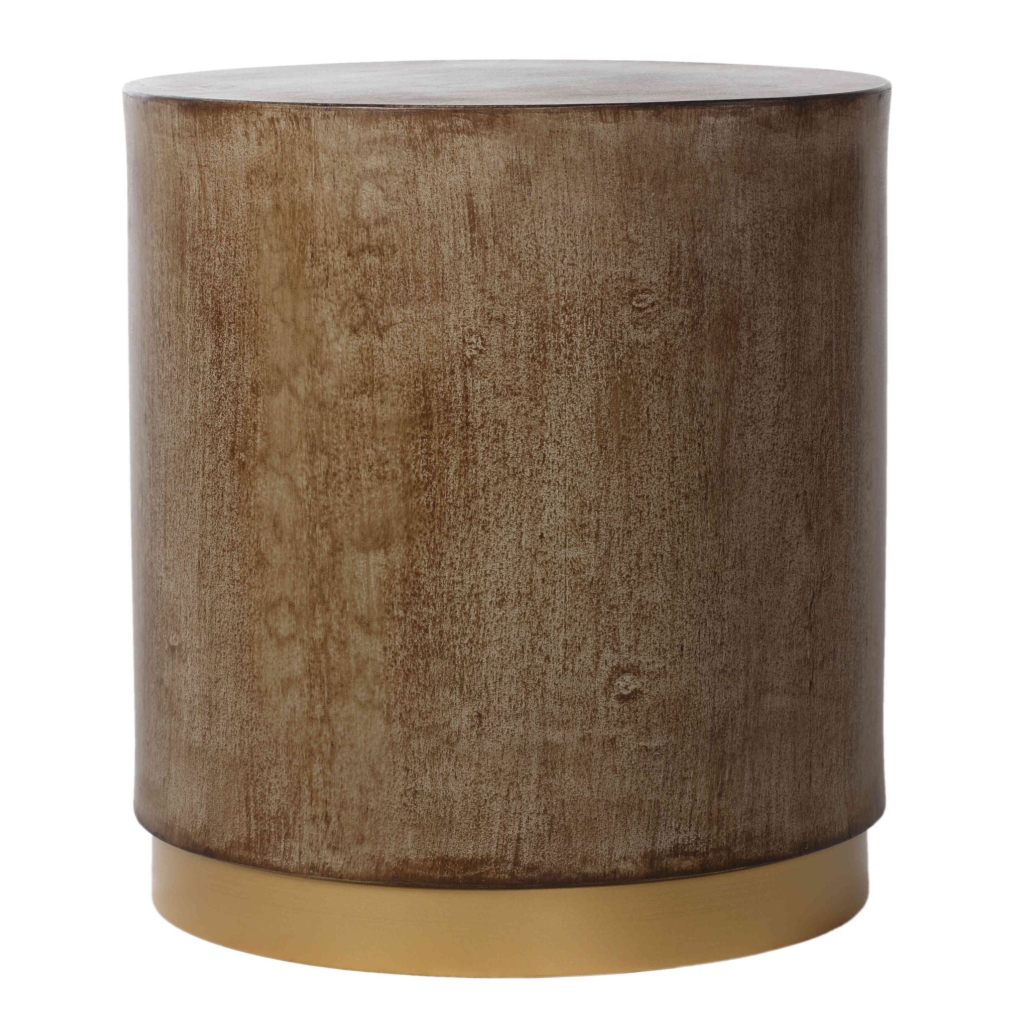 Tunbridge Round Wooden End Table Ottoman
