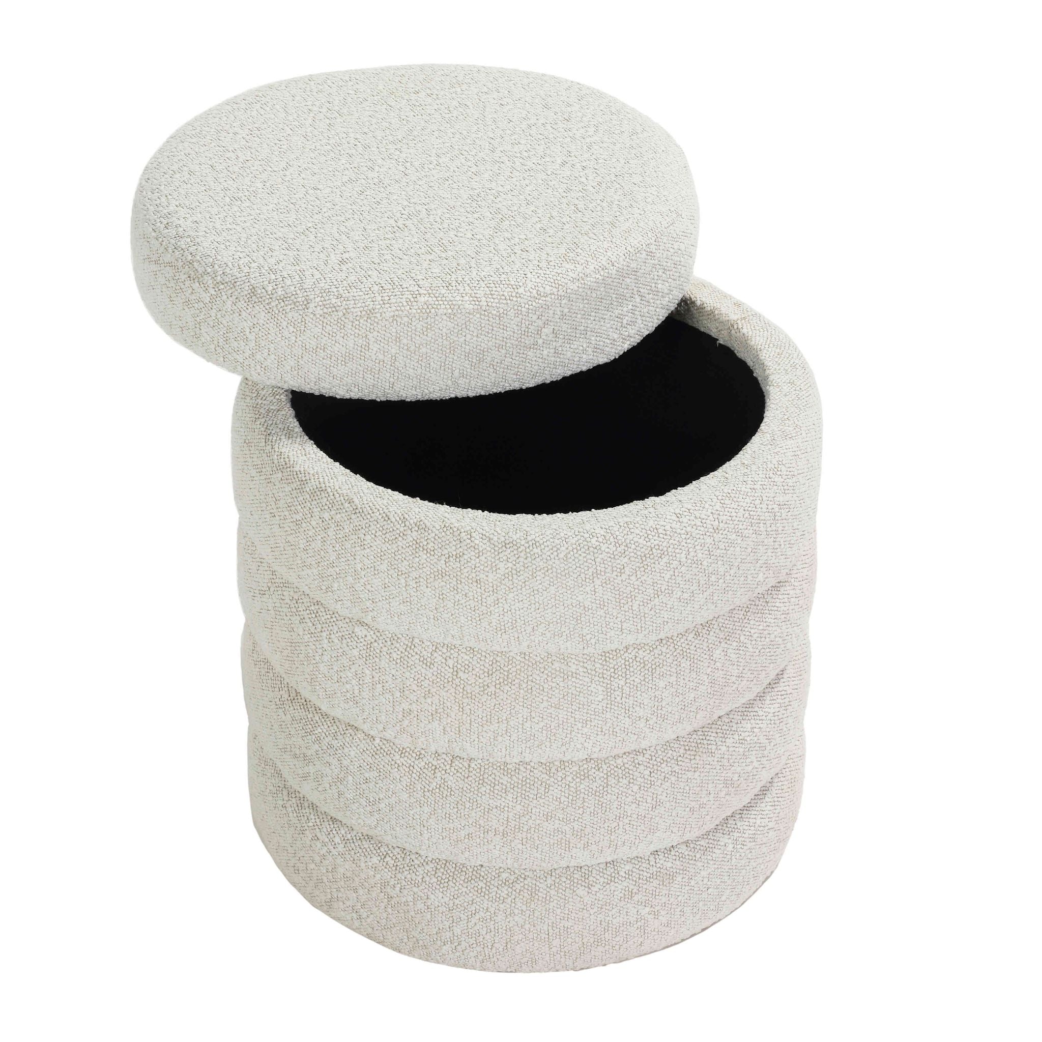 Morcant Cylindrical Storage Ottoman, Light Grey