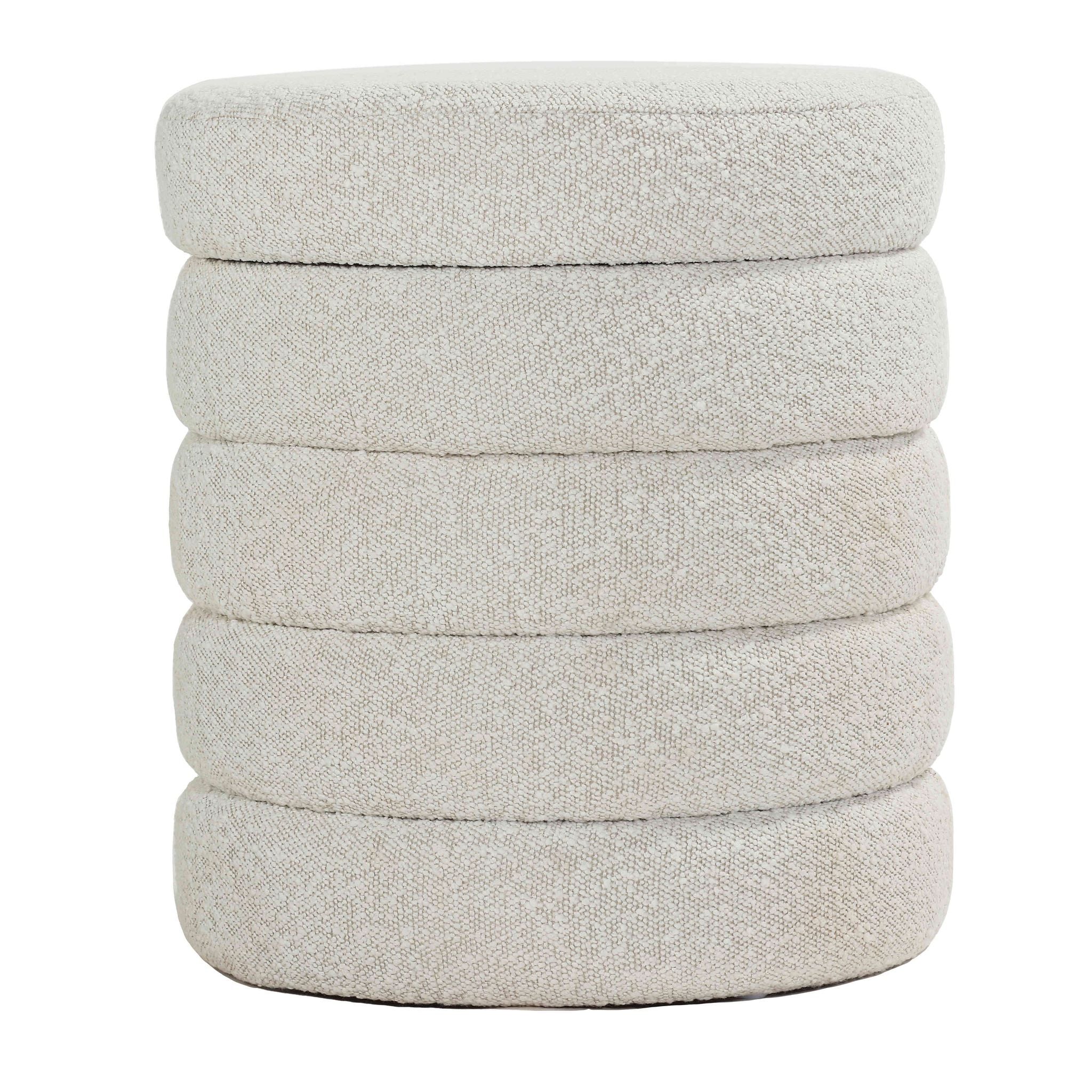 Morcant Cylindrical Storage Ottoman, Light Grey