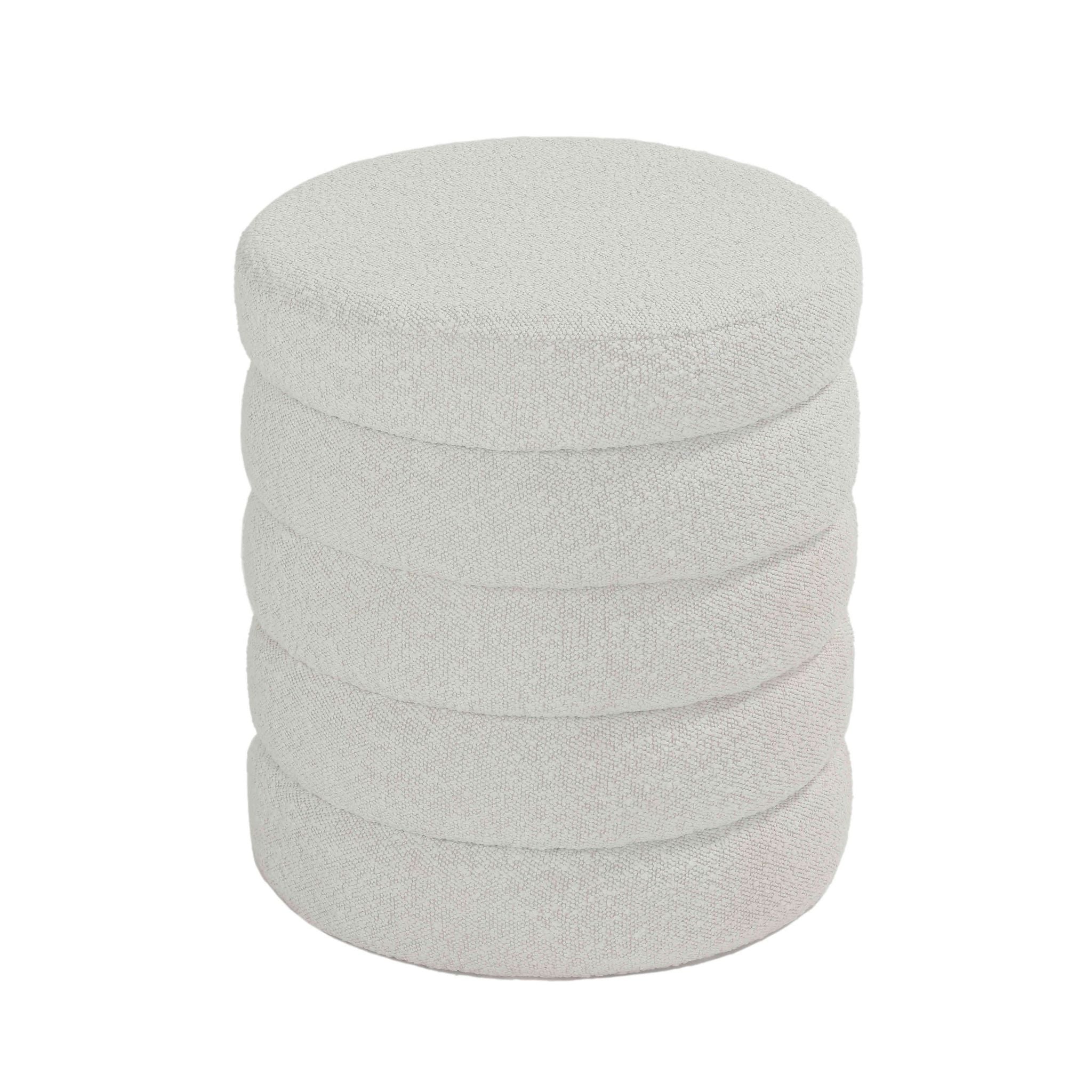 Morcant Cylindrical Storage Ottoman, Light Grey