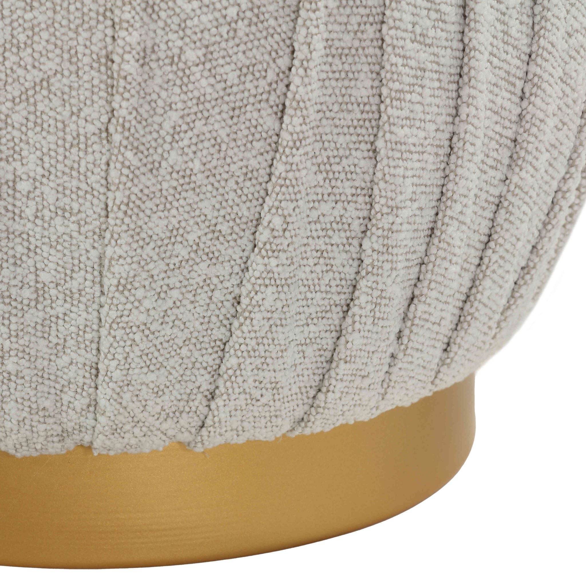 Paulina Round Puff Ottoman, Light Grey with Gold Base, 17"