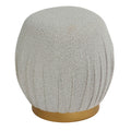 Paulina Round Puff Ottoman, Light Grey with Gold Base, 17"
