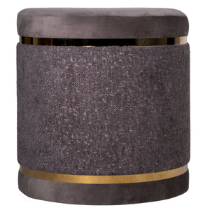 Cortesi Home Matri Set of 2 Nesting Ottomans in Soft Gray Fabric with Gold Metal Accent