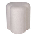 Cortesi Home Clover Ottoman in White Tweed Fabric, Round