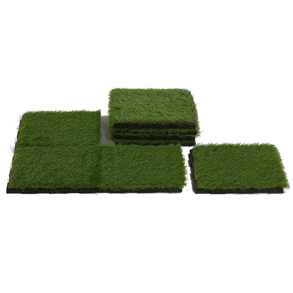 FloorKNKT Artificial Grass Turf Tile Interlocking, Self Drain (Set of 9)
