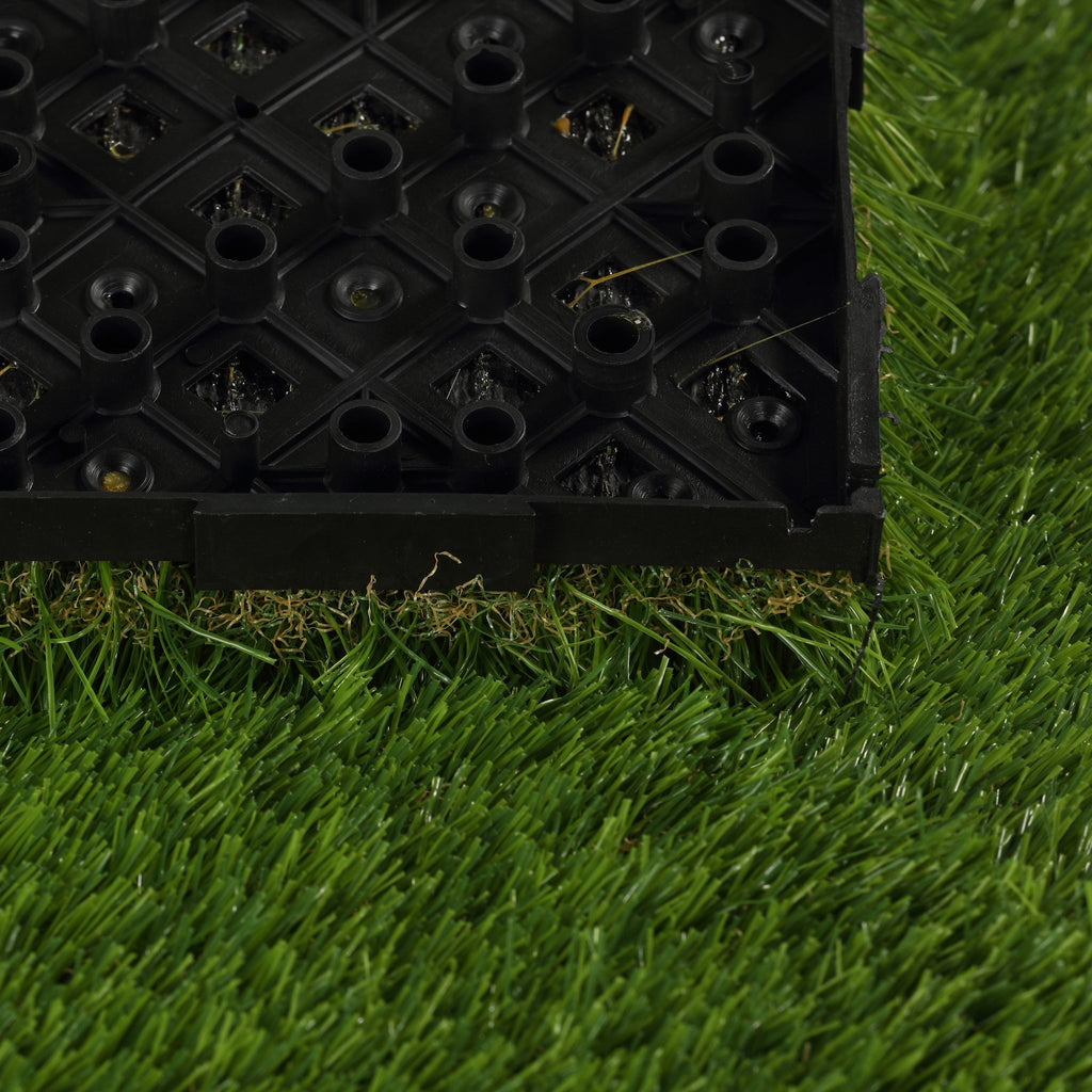 FloorKNKT Artificial Grass Turf Tile Interlocking, Self Drain (Set of 9)