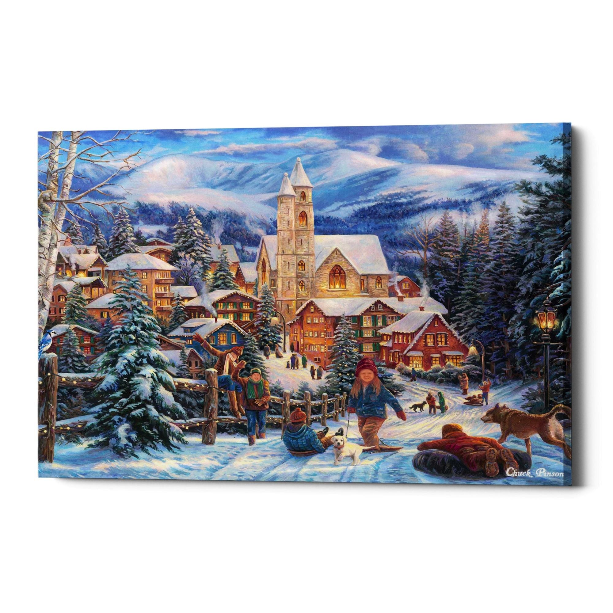 Cortesi Home 'Sledding to Town' by Chuck Pinson, Canvas Wall Art