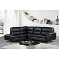 Contemporary Boston Genuine Leather Sectional Sofa with Left Chaise Lounge, Black 80"x98"