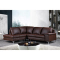 Contemporary Dallas Genuine Leather Sectional Sofa with Left Side Facing Chaise Lounge, Brown 80"x98"
