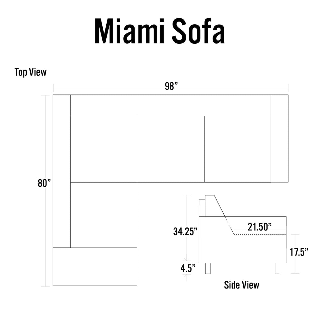 Cortesi Home Contemporary  Miami Genuine Leather Sectional Sofa with Left Facing Chaise Lounge, Off White 80"x98"