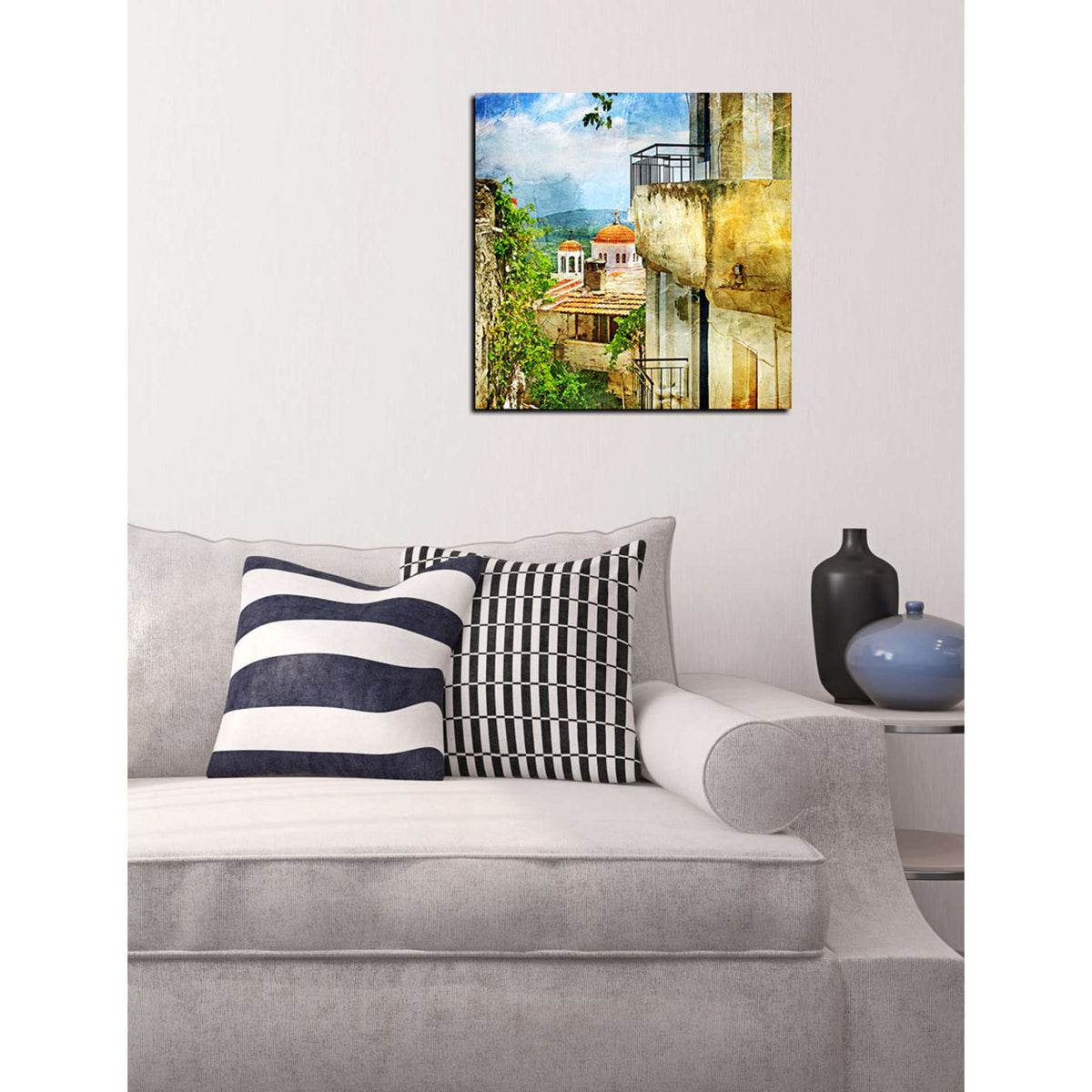 Santorini II Tempered Glass Wall Art, 12" x 12"