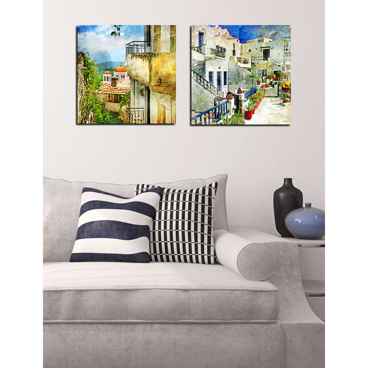 Santorini II Tempered Glass Wall Art, 12" x 12"