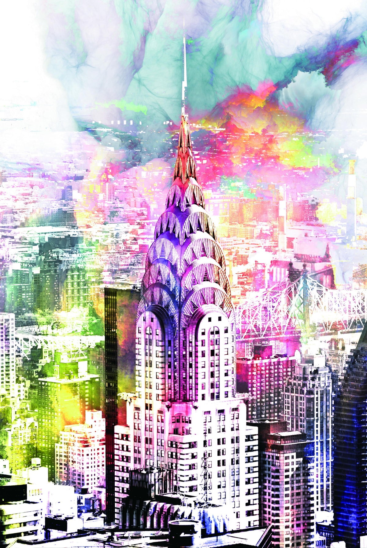 New York Splatter Tempered Glass Wall Art, 24" x 36"