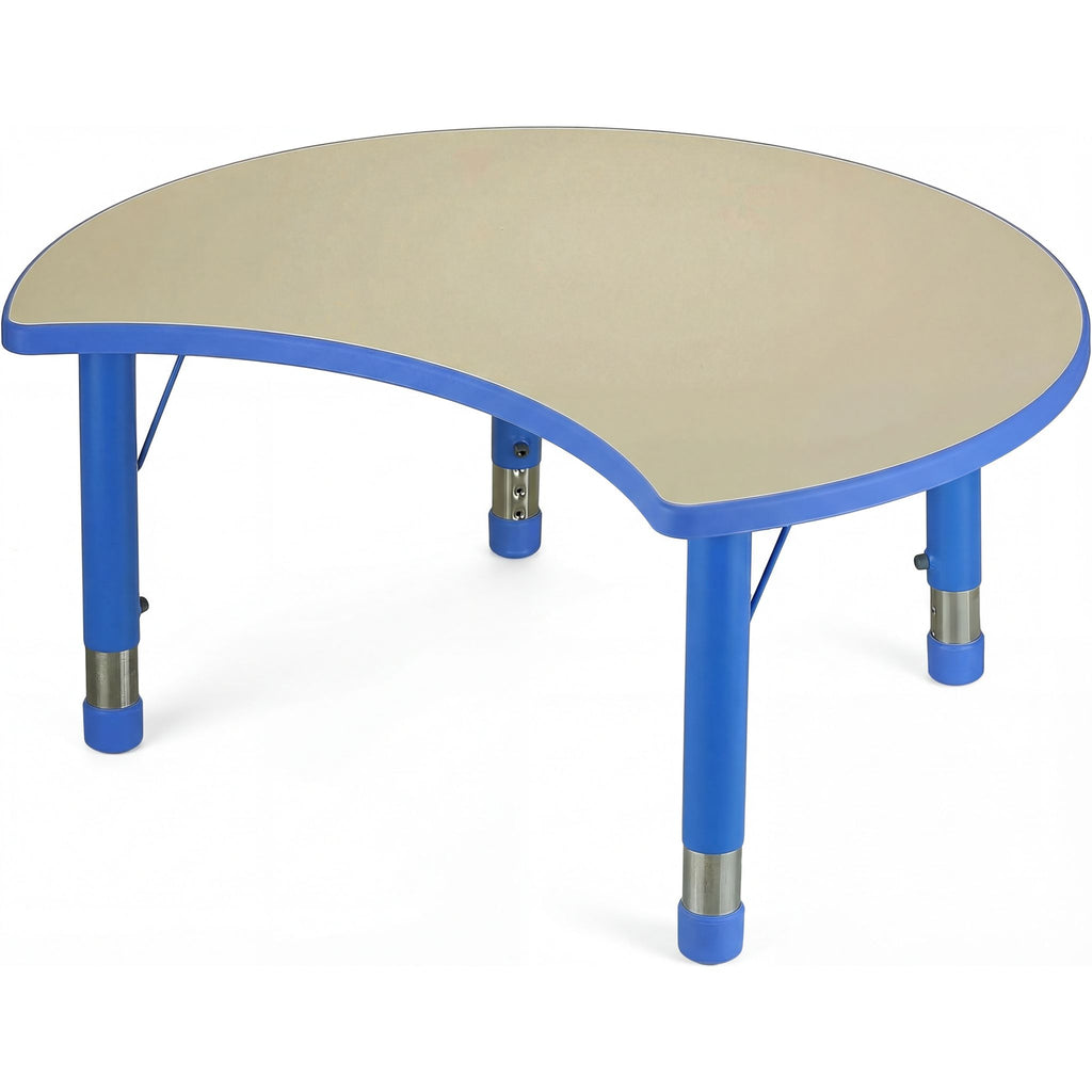 Adjustable Moon Shaped Plastic Activity Table with Dry Erase Top, Monster Blue