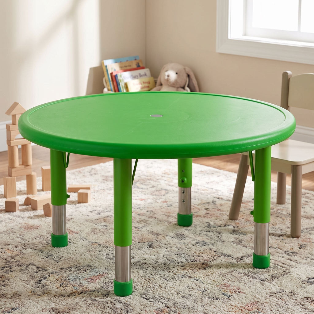 Cozy4Kids Adjustable Round Plastic Activity Table, Screaming Green