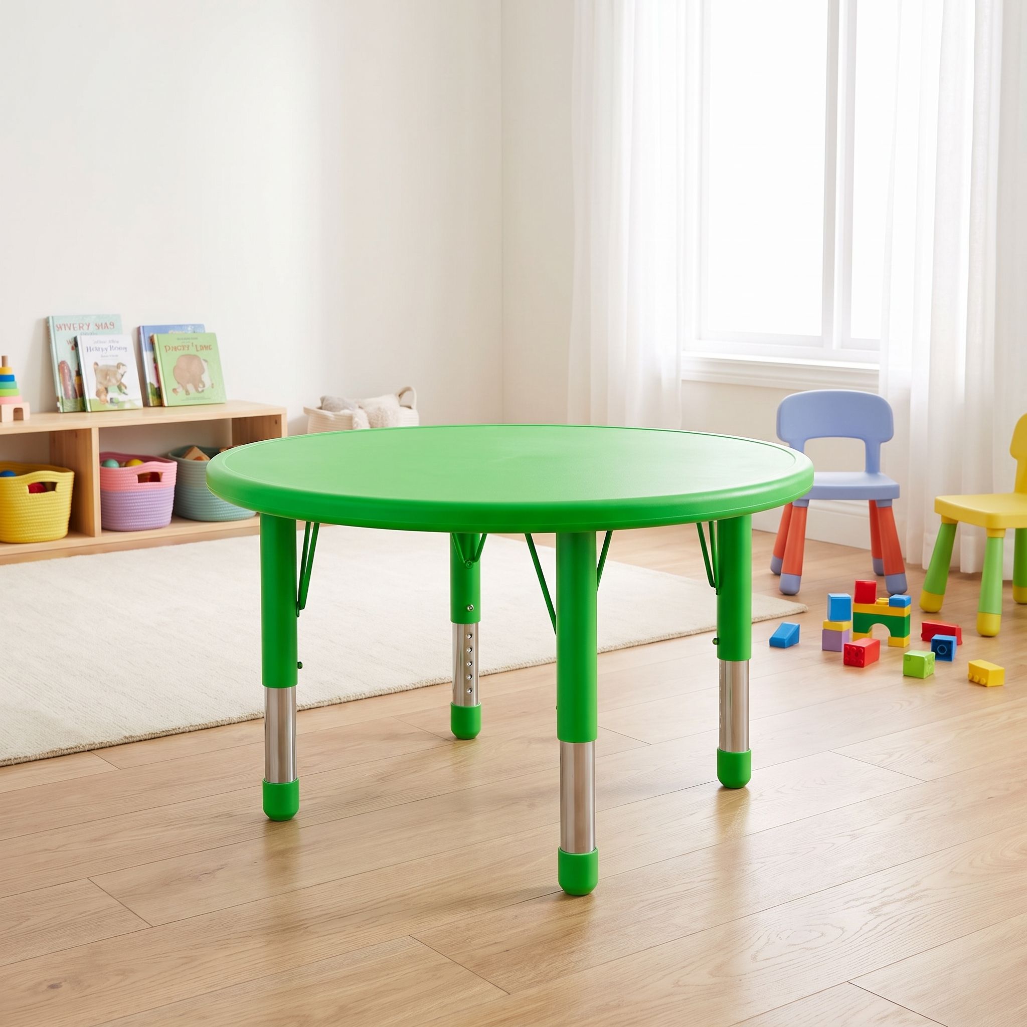 Cozy4Kids Adjustable Round Plastic Activity Table, Screaming Green